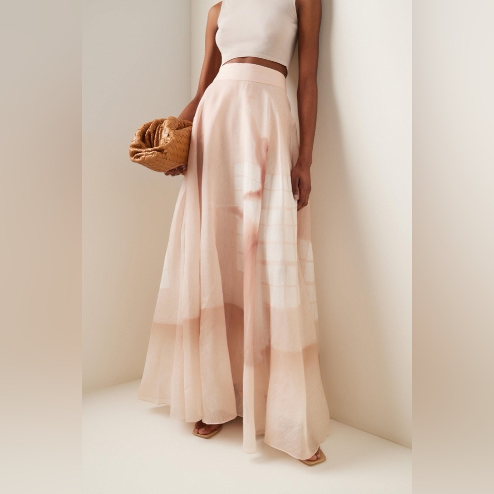 Zimmermann Dancer Ballerina Print Maxi Skirt Silk Linen Pink 0